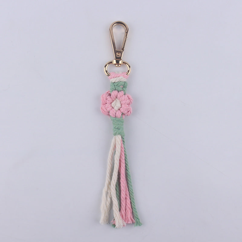 Wholesale Handmade Cotton Thread Woven Cartoon Flower Keychain